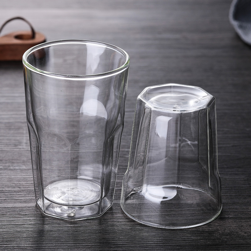 Glass Cup | 400ml Durable Octagonal Glass Coffee Cups