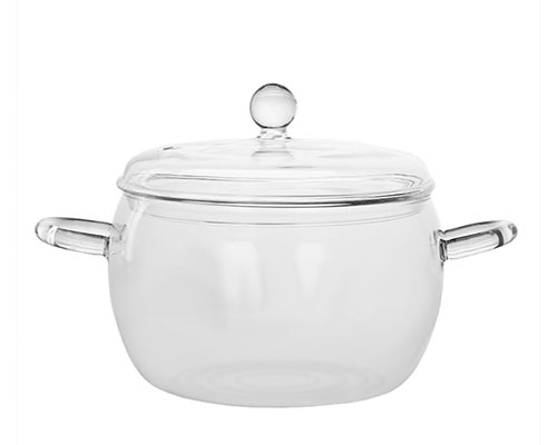 Glass pot Glass cookware with lid Transparent glass pot Soup pot Hot pot  with handle and steam hole ，Suitable for restaurant kitchen cooking (Size 