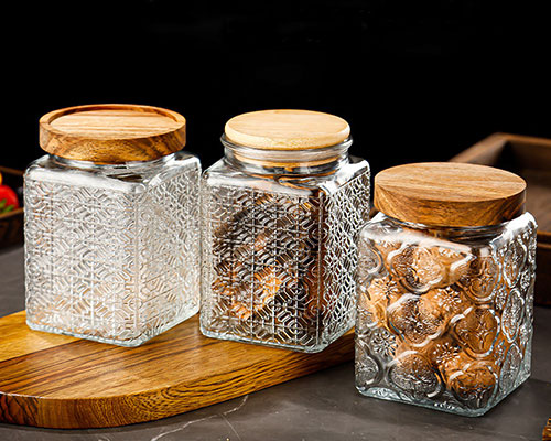 Square Glass Storage Jars With Lids