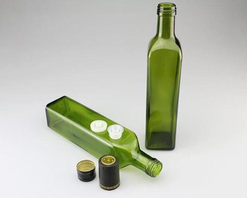 500Ml Square Green Glass Olive Oil Bottles