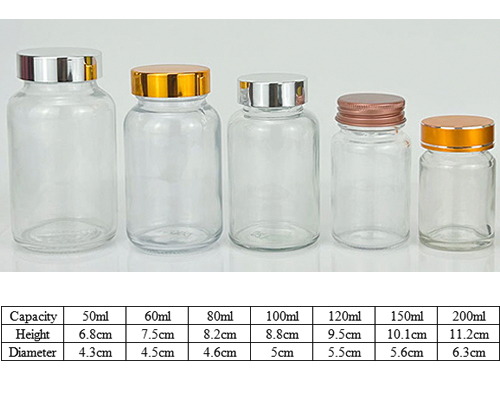 Clear Glass Pill Bottles with Lids Bulk