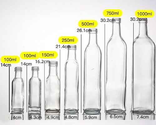 Square Clear GLass Olive Oil Bottles