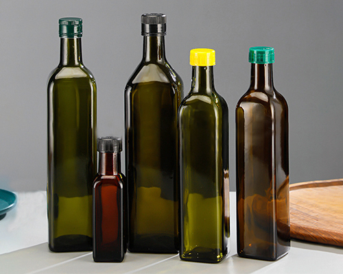 Square Dark Glass Olive Oil Bottles